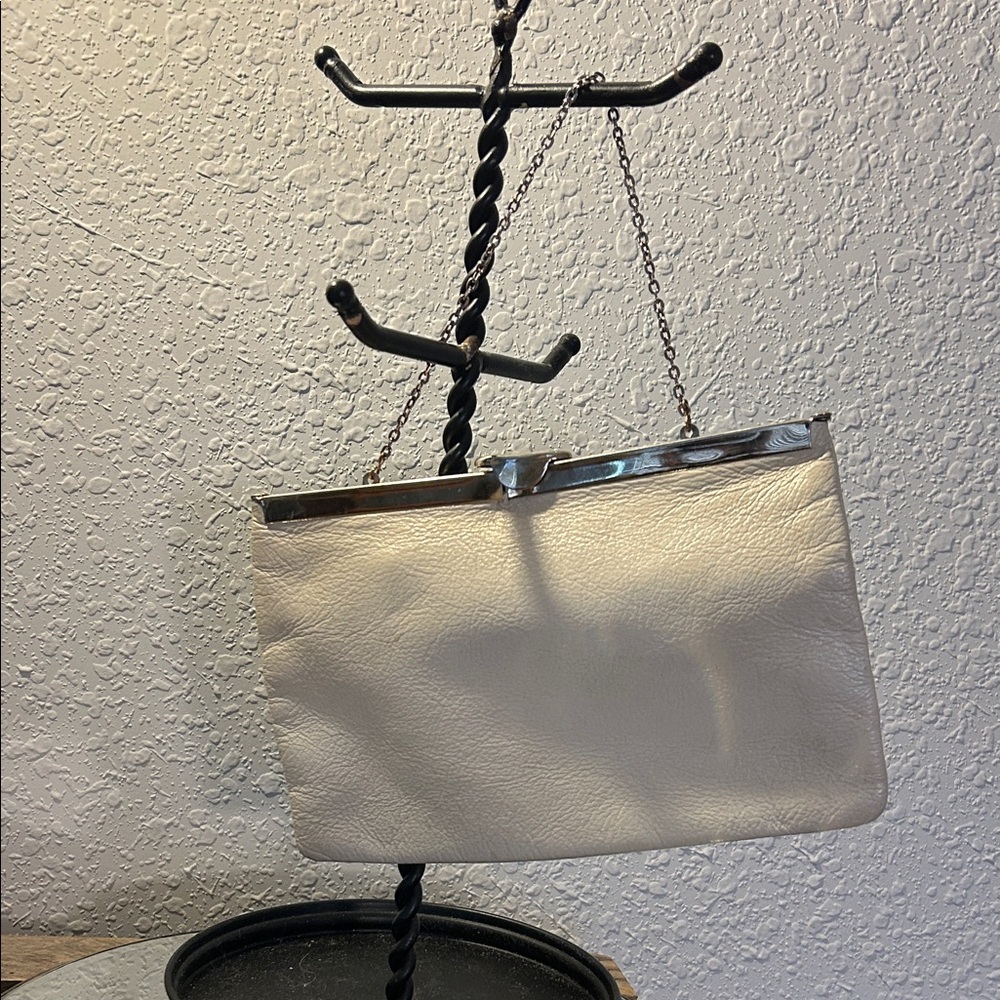 Vintage Etra Elegant Cream Leather Clutch Bag 60’s 70’s